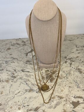 Vintage Goldette NY Multi Strand Spinner Flip Fob Pendant Necklace